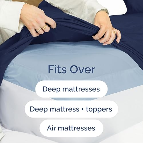 Miniatura 7 de Juego de sábanas de 3 piezas con bolsillos extra profundos de 400 hilos, 100% algodón, 3 piezas, transpirable y refrescante, juego de sábanas de