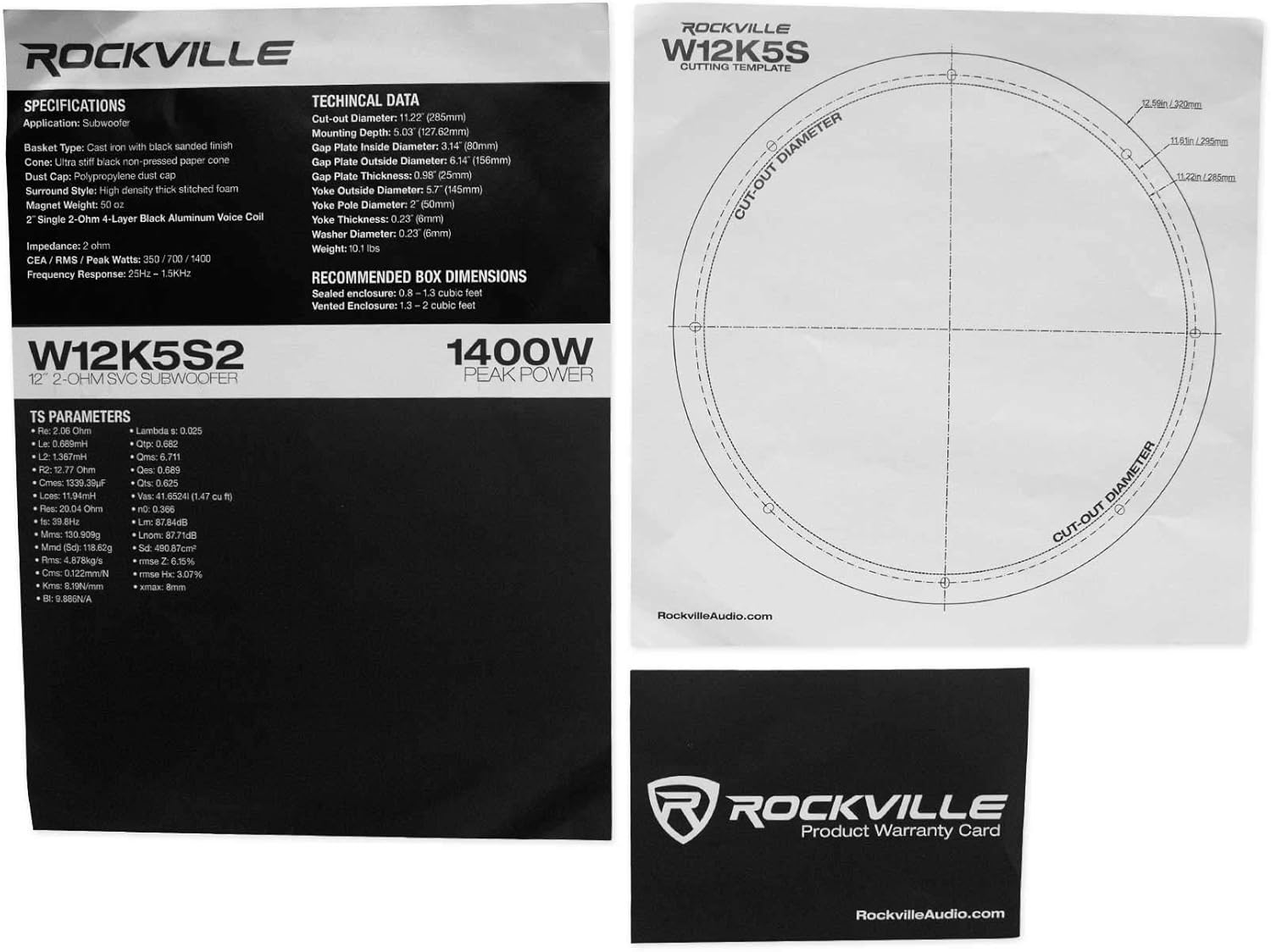 Rockville K5 W12K5S2 1400W Peak/ 350W RMS 2 Ohm 12" Car Audio Subwoofer, High-Efficiency Cone, Durable Build, Easy Installation, for Car Audio Enthusiasts