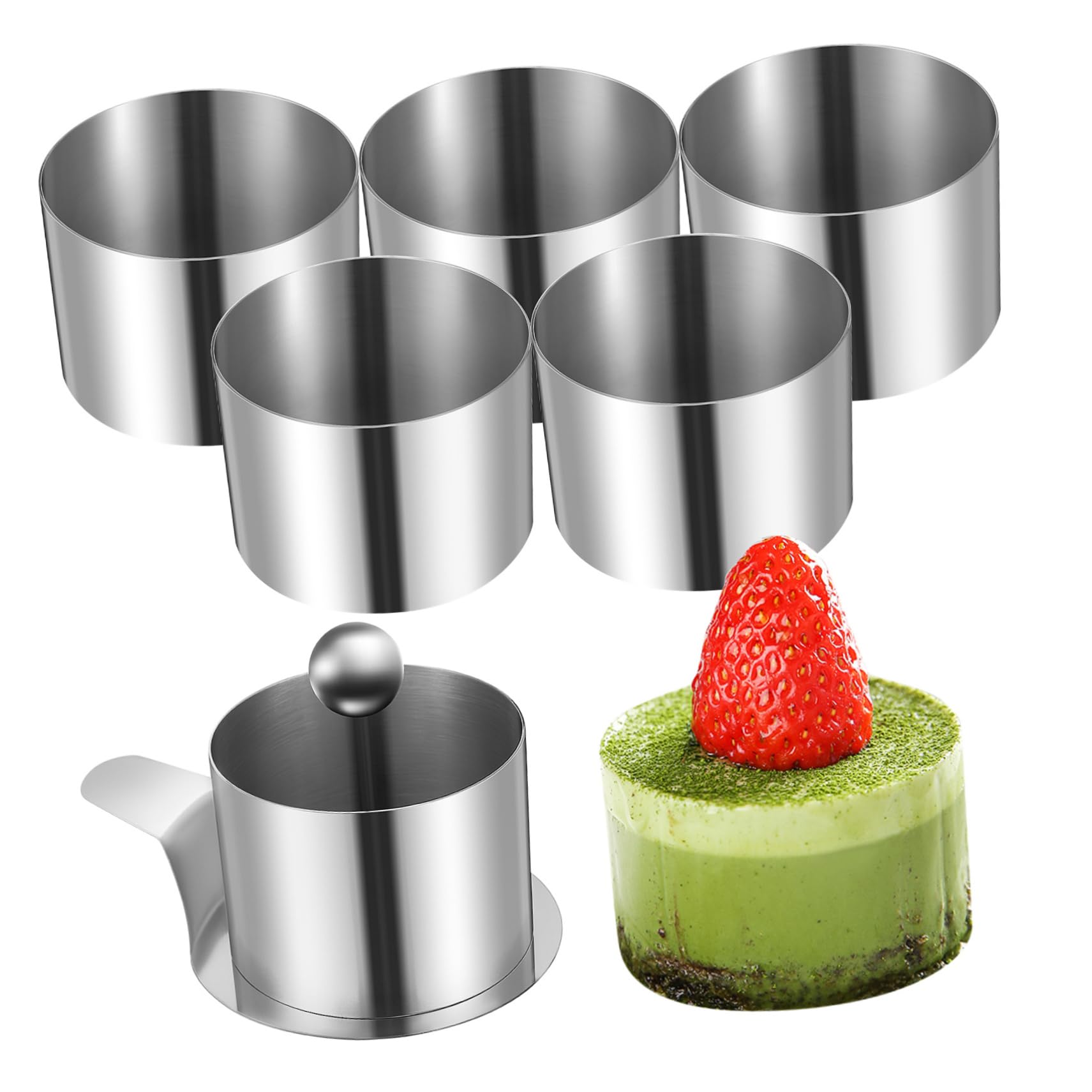KICHOUSE Elegant Round Mousse Cake Baking Mold Set of 1 Stainless Steel Food Mold Multi-purpose for Mousse Cakes Puddings Small Desserts Baking Tool
