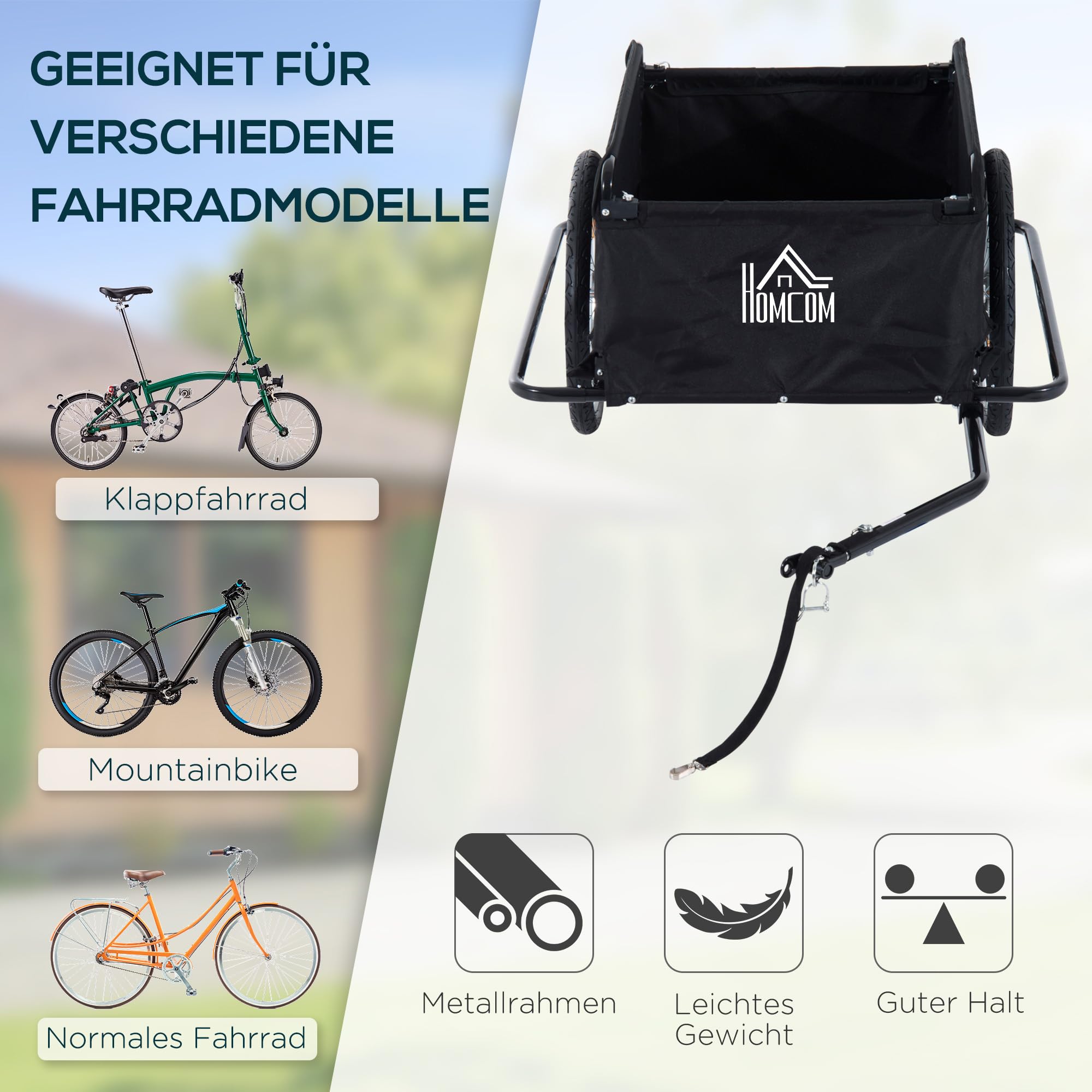 HOMCOM Lastenanhänger Transportanhänger Fahrrad Lasten-Fahrradanhänger Anhänge CargoTrailer