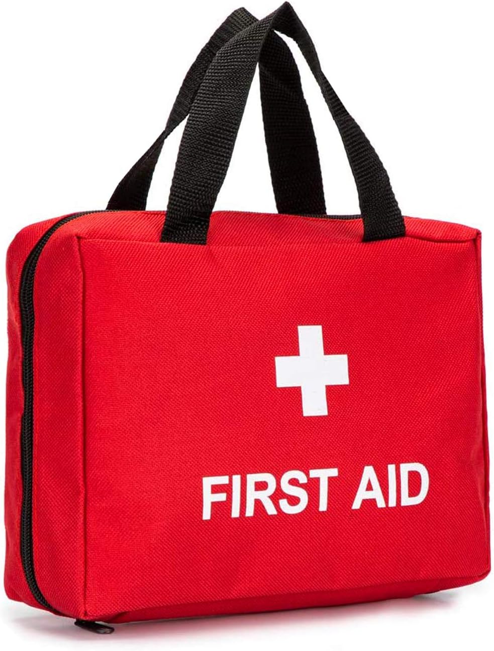 Full-Open First Aid Zippered Bag Empty Travel Rescue Pouch First Responder Storage Medicine Organizer for Emergency at Home, Office, Car, Outdoors, Boat, Camping, Hiking (Bag Only) (Red)