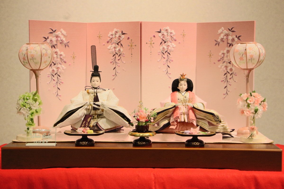 Amazon | 三五本刺繍舞親王しだれ桜刺繍屏風セット 【雛人形親王飾り