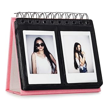 FotoCart 68 Pockets Desk Calendar Style Photo Album for Fujifilm Instax Mini 7s 8 25 50s 70 90/ Polaroid Z2300/ Polaroid Pic 300 P/Polaroid Snap Films (Pink)