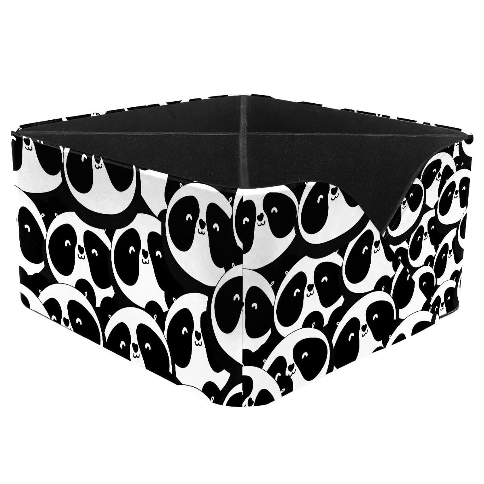KengjuTesu Cartoon Panda Desktop Organizer Pen Holder, Rectangular Pencil Cup for Office, Study and Makeup Stations