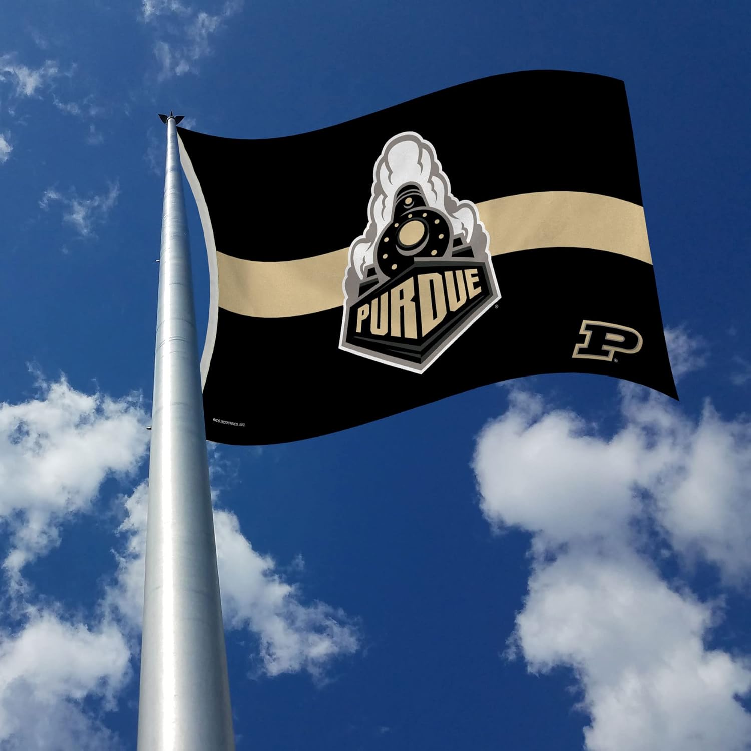 Rico Industries NCAA Purdue Boilermakers Black with Gold Stripe 3' x 5' Banner Flag Single Sided - Indoor or Outdoor - Home Décor