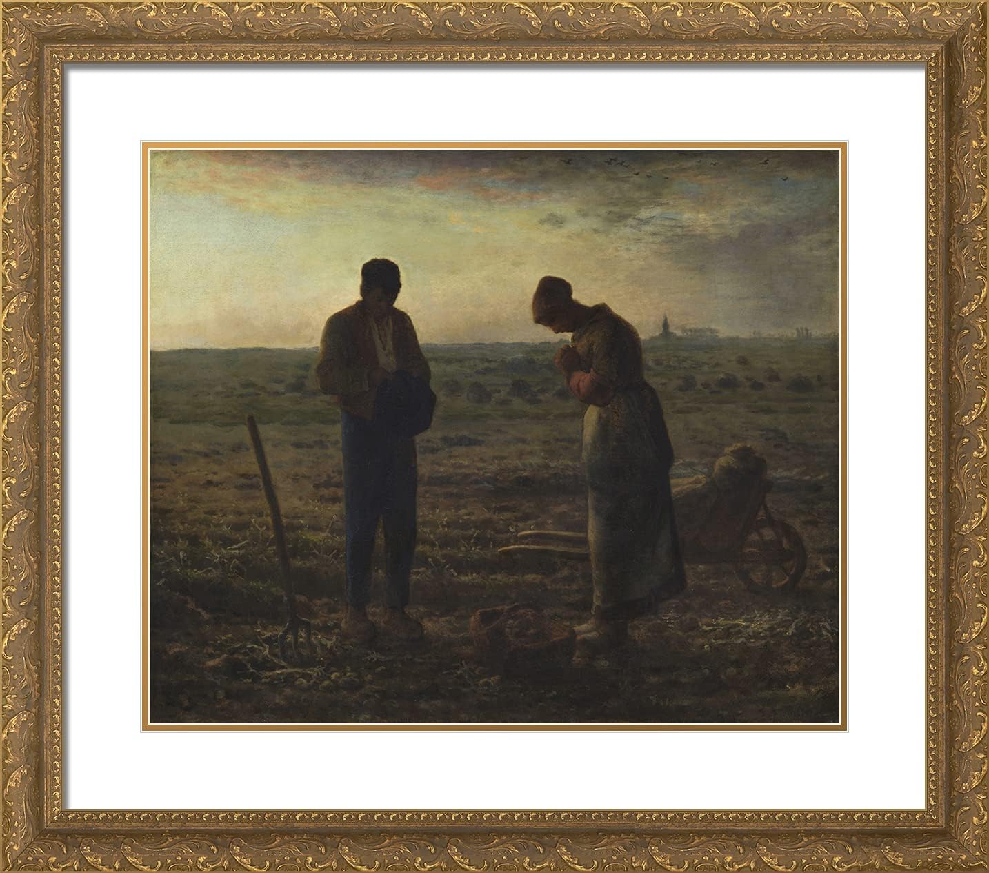 ArtDirect Millet, Jean-Francois 23x20 Black Modern Framed Art Print with Double Matting Titled: The Angelus