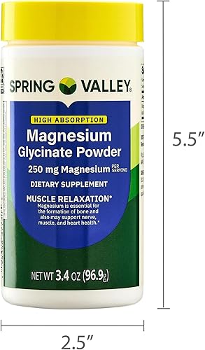 Miniatura 7 de Spring Valley - Polvo de glicinato de magnesio 250 mg  3.4 onzas, apoyo para la relajación muscular, sin sabor con organizador SUREFECT