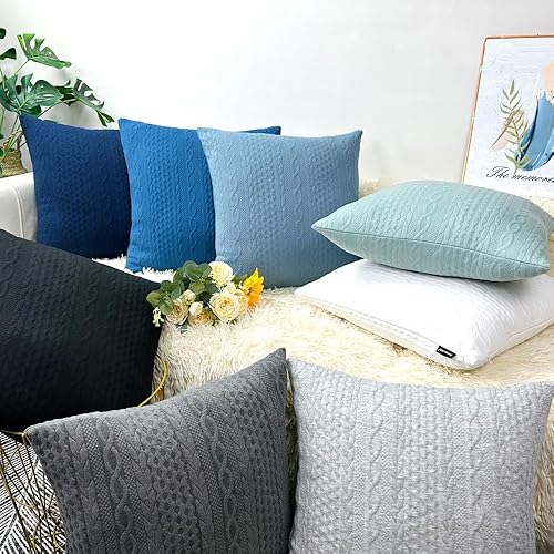 Miniatura 6 de Booque Valley - fundas de almohada, paquete de 2 fundas de almohada negras, elegantes y modernas, con dibujos en relieve, para el sofá, la cama y