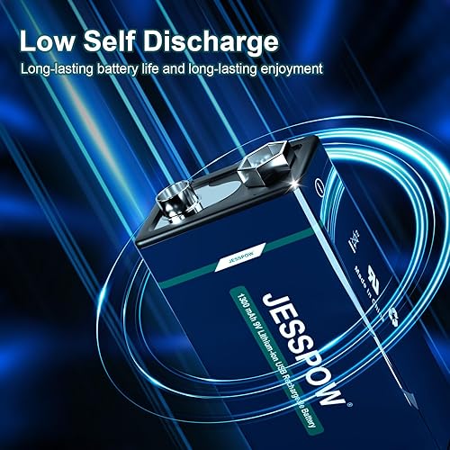Miniatura 3 de Baterías recargables de 9 V, batería de litio de 1300 mAh de 9 voltios para micrófono, detector de humo, juguetes electrónicos, dispositivos de
