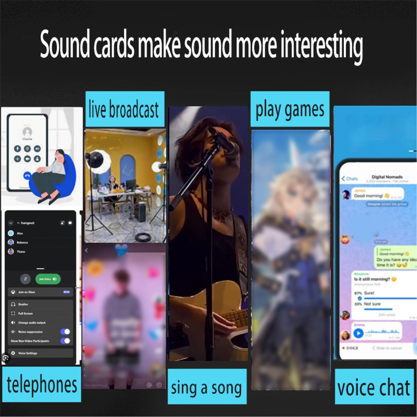 EBTOOLS Voice Changer, Portable Sound Card, Voice Disguiser, 16 Sound Modes 10 Level Adjustment, for iOS, Android, Computers, Tablets, Phone Live Streaming Singing Gaming, 3.5mm