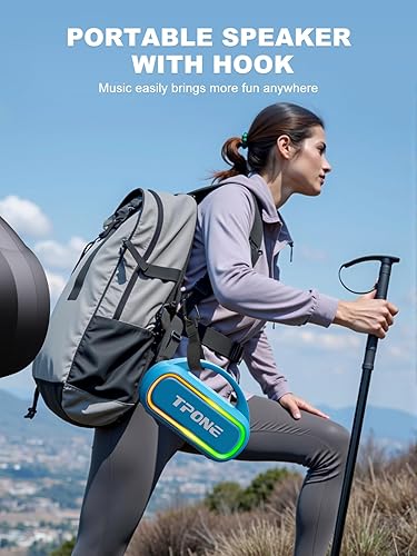 Miniatura 5 de TPone Altavoz Bluetooth portátil, altavoz inalámbrico de 30 W (pico) para viajes al aire libre, rango de 100 pies, luces de ritmo multicolor,
