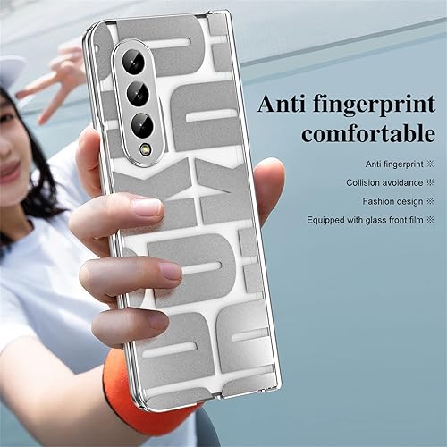 Miniatura 7 de Funda para Samsung Galaxy Z Fold 4 5G, diseño de moda con bisagra, cubierta transparente de PC con protector de pantalla, protección completa