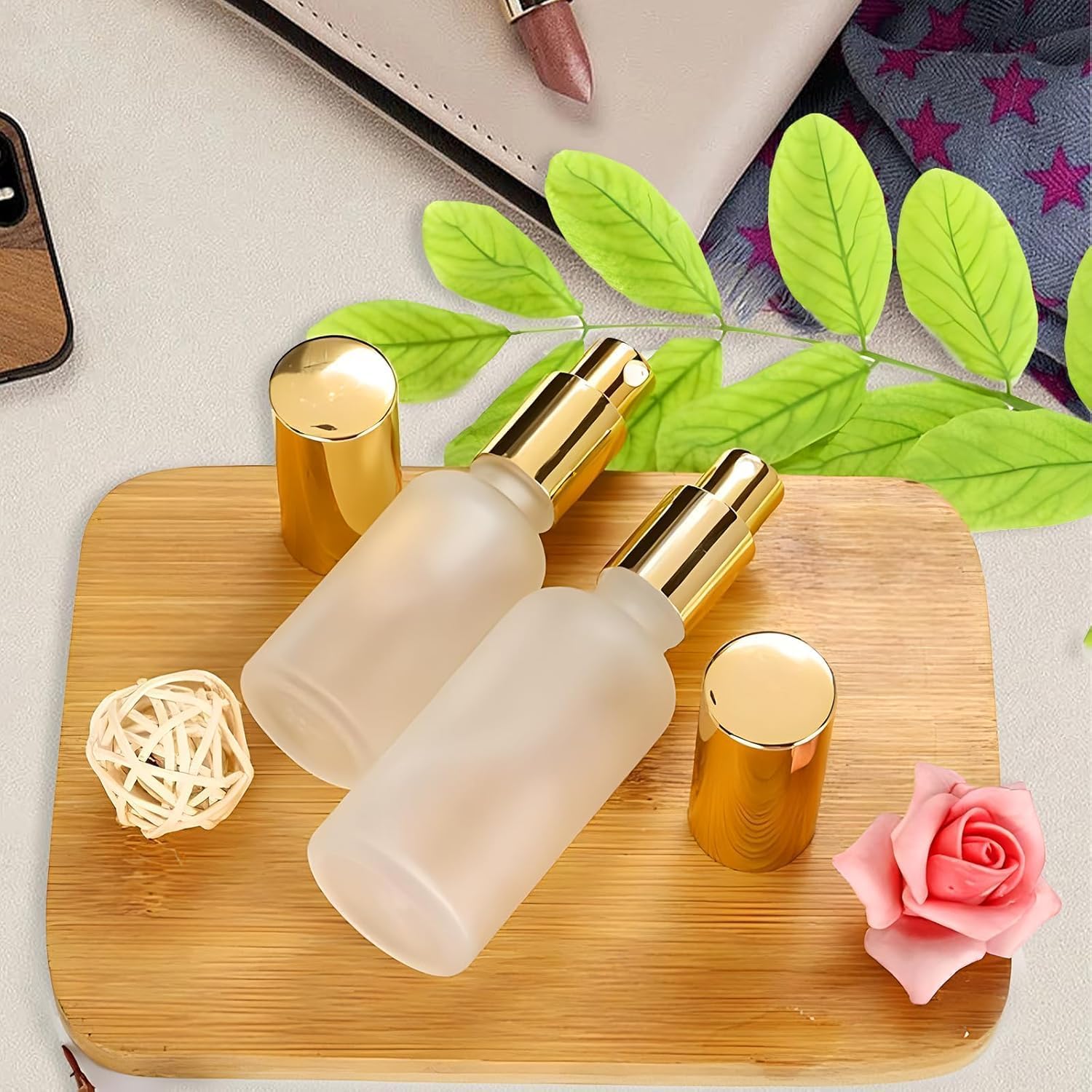 MALLOOM 100 ml Flacon Vaporisateur Vide Verre,20 Pièces flacons spray vide de voyage rechargeables et réutilisables pour les huiles essentielles,les cheveux,les parfums et le nettoyage (Jaune, blanc)