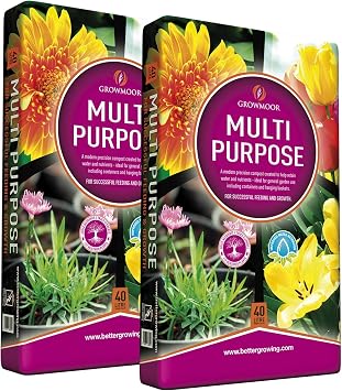 2 x 40L Growmoor Plant Care Compost Basket Soil Pot Garden Borders Multi Purpose