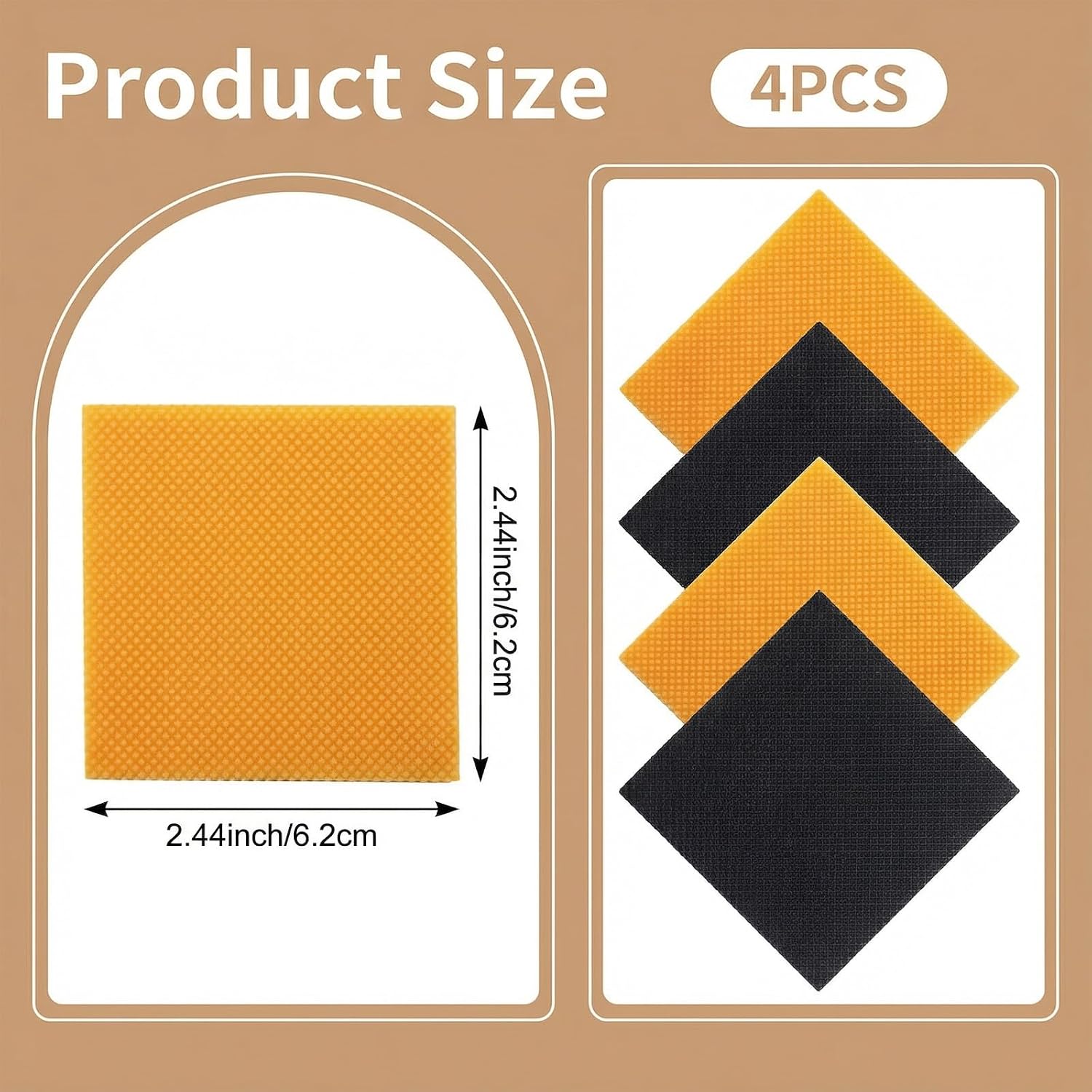 Sibba High Heels Patch 4PCS Boot Heel Replacement & Sole Repair Tips Non-Slip Rubber Heel Caps Square Soles Repair Stickers Sole Protectors for Boots Shoe High Heels Tread Pads(2.44"x2.44" Black Nude)