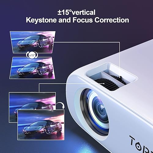 Miniatura 5 de Mini proyector, proyector para exteriores con WiFi y Bluetooth 5.1, TOPTRO 2023 actualizado 12000L 1080P Full HD, pantalla de 300 pulgadas y