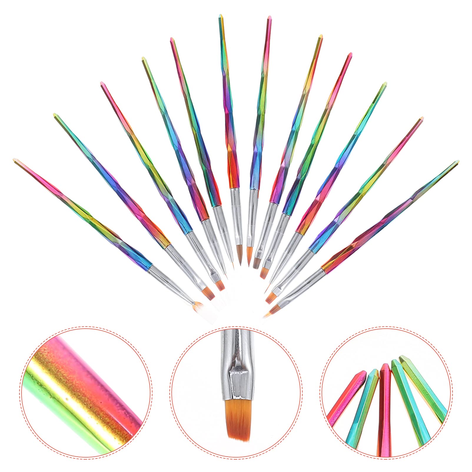 FRCOLOR 48pezzi Pennelli Per Nail Art Professionali Di Strumenti Per Manicure e Decorazione Unghie Per Saloni e Fai Da Te Facile Da Usare e Riutilizzabile
