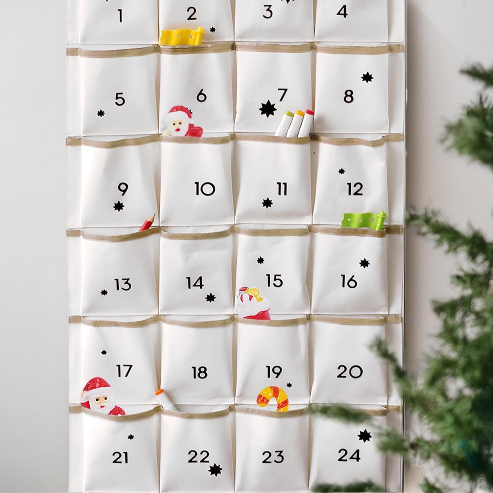 Calendario Dell'Avvento In Tessuto Con 24 Tasche - 121x50 Cm, Riutilizzabile, Perfetto Per Decorare E Contare I Giorni Al Natale
