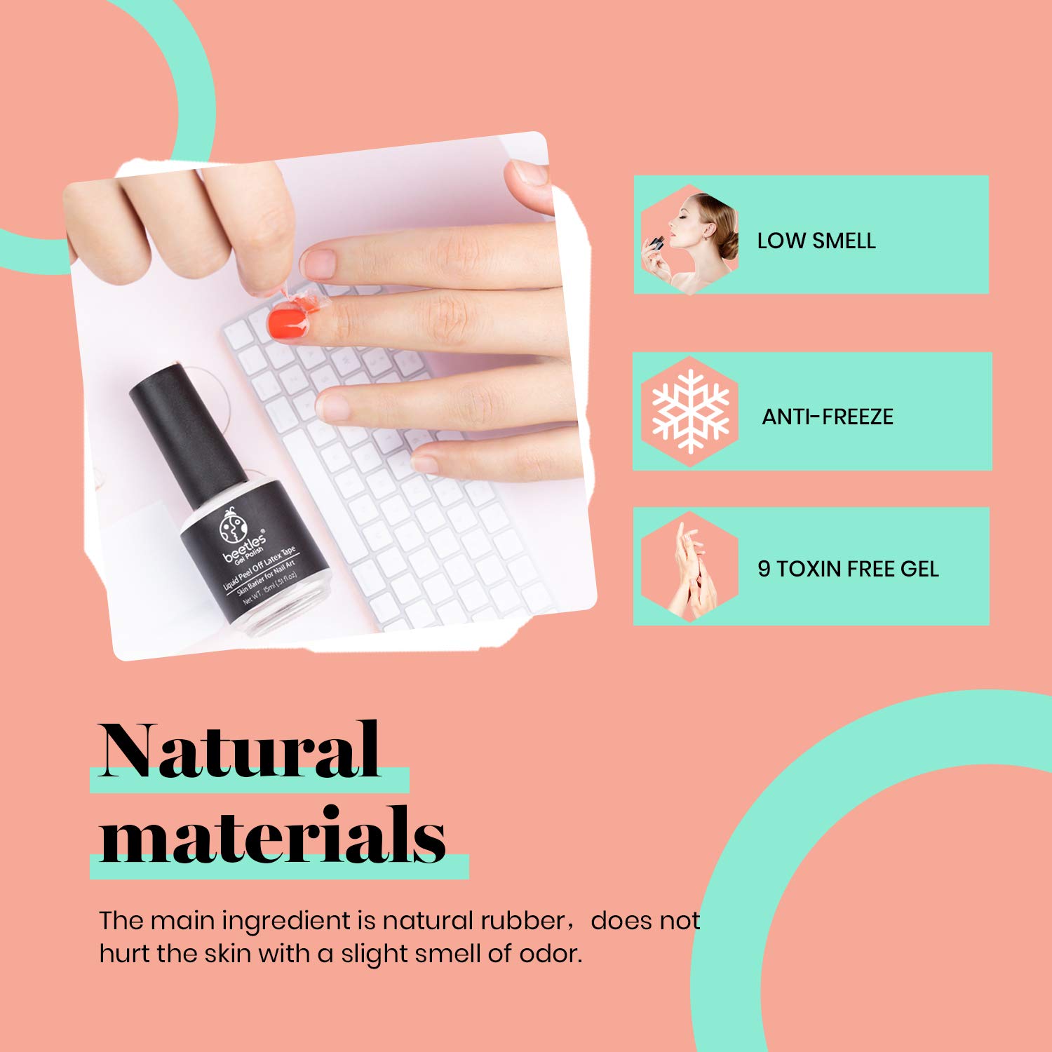 Beetles Latex Liquid Nail Simple Peel off Cuticle Guard for Nail Art Liquid Latex Barrier Protector 15ml White