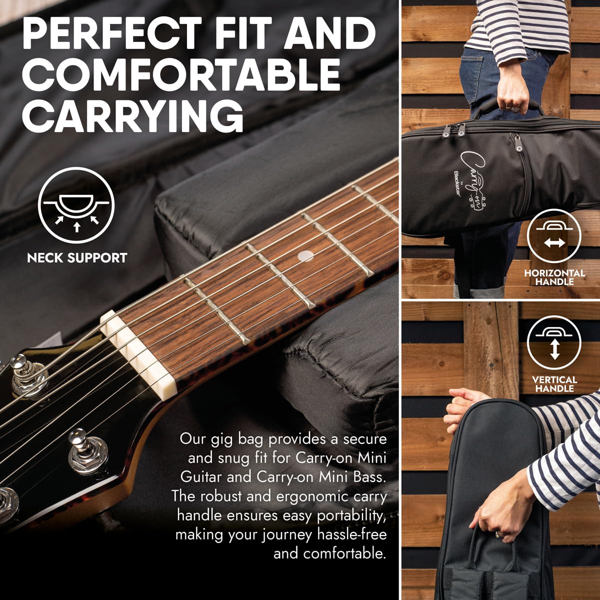 Blackstar Carry-on Handgepäcktasche für E-Bassgitarre, Tragetasche für ST-Bass und Mini-Bass