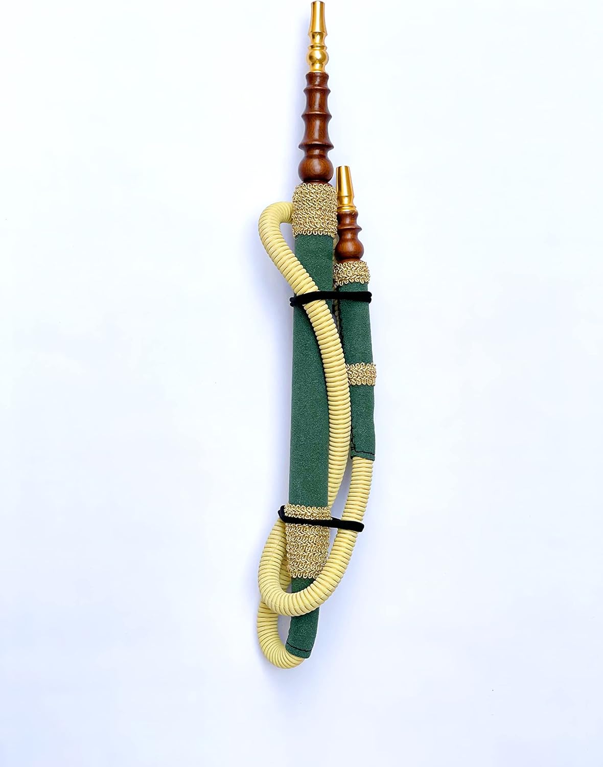 Luxury Hookah Hose- Green with Cross-Stitching