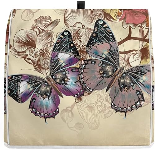 Miniatura 3 de Cubierta para batidora compatible con batidora de pie, con estampado floral de mariposas, cubiertas a prueba de polvo con bolsillos para accesorios,
