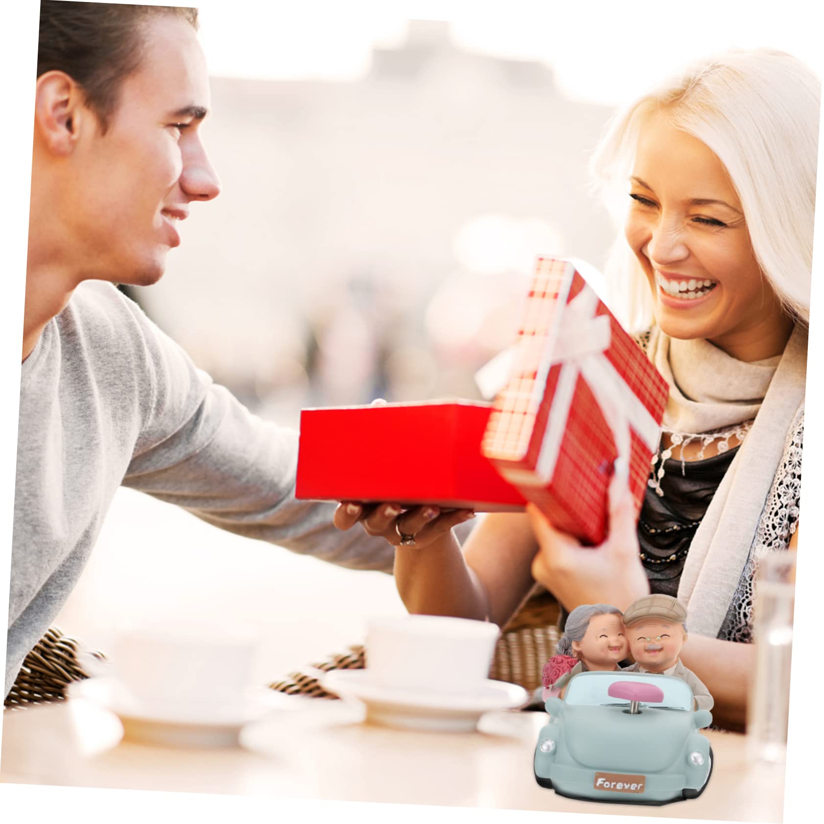 VALICLUD Figuren für Hochzeitstag aus Leichtem Kunstharz Eines Älteren Paares Dekorative Nachttischdekoration Einfach zu Verstauen für Tische und Schreibtische