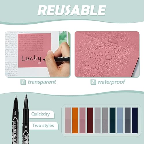 Miniatura 6 de Jutom Kit de 29 anotaciones de libros, resaltadores estéticos, juego de bolígrafos de gel, marcadores de notas adhesivas, marcadores de doble