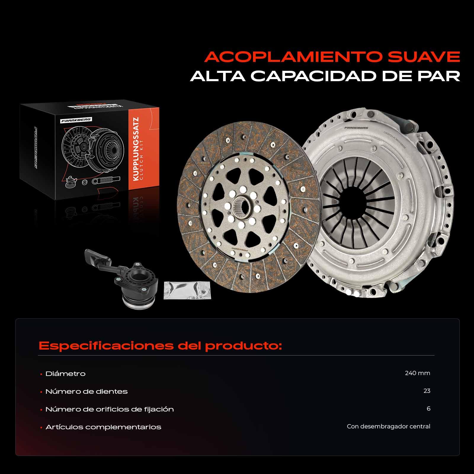 Frankberg Kit de embrague 1317315 | Compatible con: S80 II 124, Focus III Caja/Hatchback, Galaxy WA6, C-Max II DXA/CB7 DXA/CEU, Torneo Focus III, S40 II 544