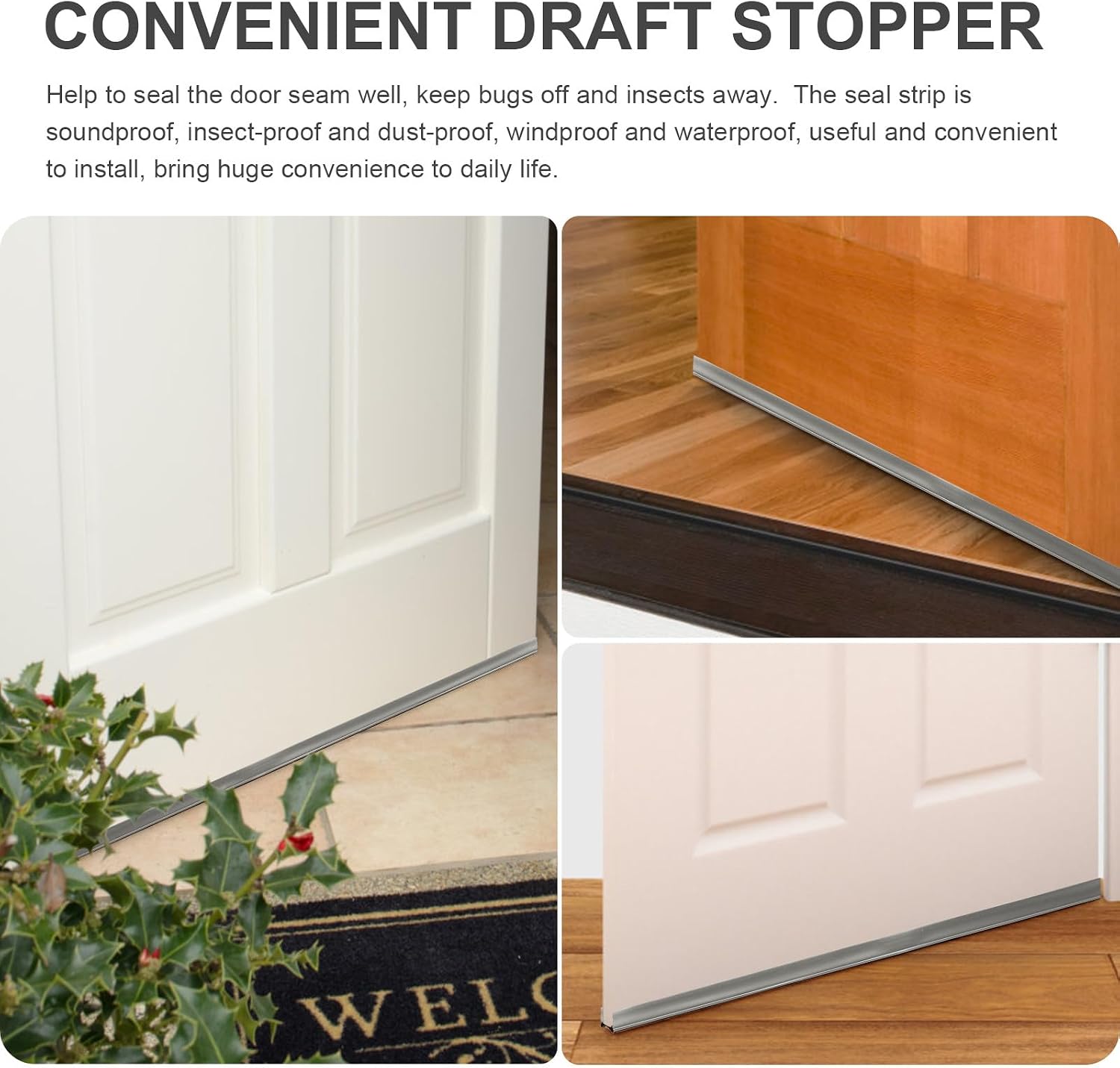 Door Bottom Windproof Strip Under Door Draft Stopper, Small Gray Creative Soundproofing Strip for Bedroom and Dorm, Multifunctional Seal for Home Wind and Noise Blocking