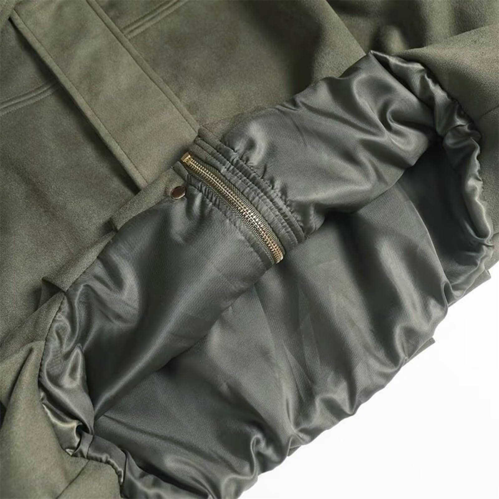 Generisch Chaqueta bomber de ante sintético para mujer, estilo informal, de manga larga, estilo urbano, estilo casual