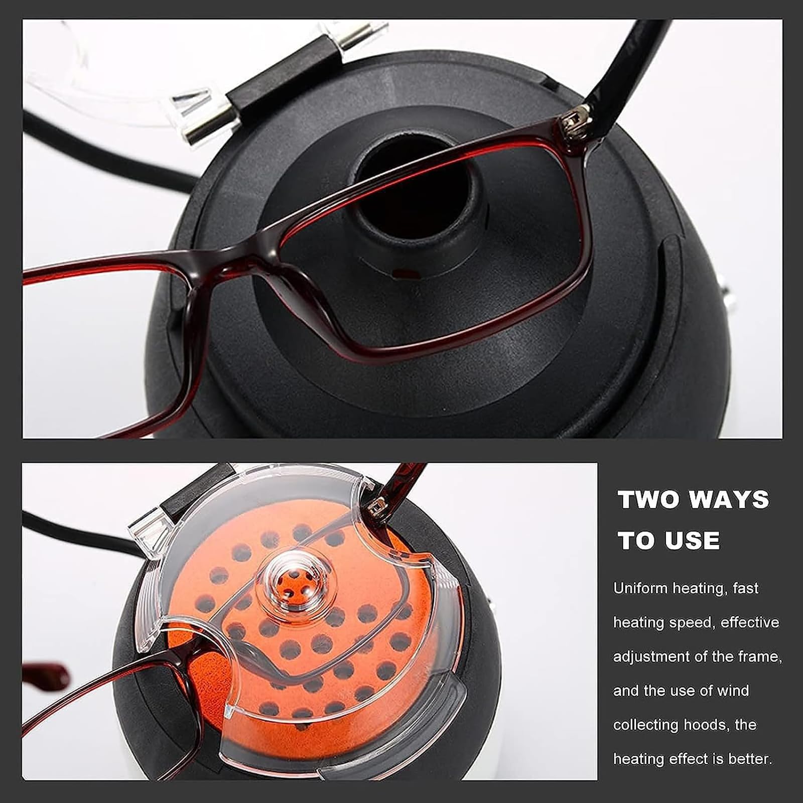 Calor para monturas de Gafas, Calentador óptico para monturas de Lentes de Gafas, Temperatura Ajustable de 75~150 ℃, para Tienda de óptica, monturas de Gafas no metálicas: Resina/Hojas/etc.