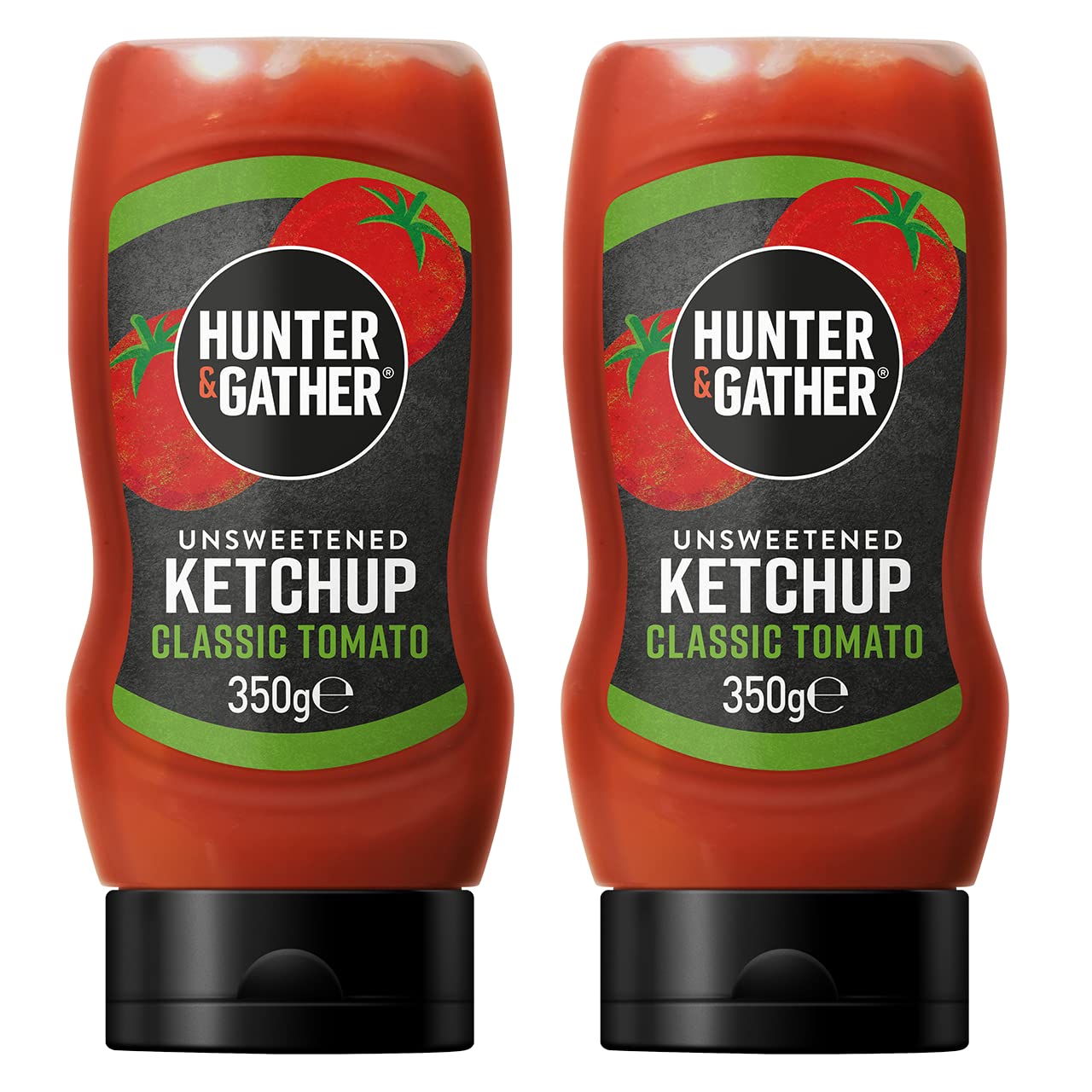 Hunter & Gather Salsa de ketchup sin azúcar | 2 x 350 g de ketchup clásico Ketchup Keto, paleo, baja en carbohidratos y vegana | Libre de azúcar añadido y edulcorantes