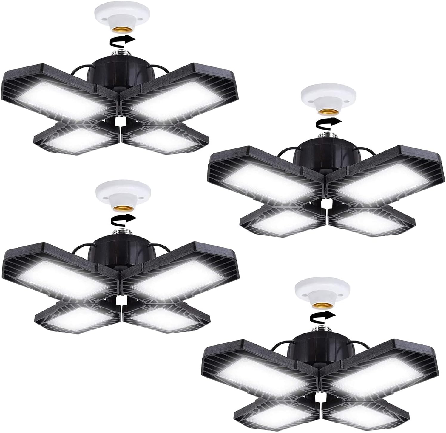 4 Pack LED Garage Lights,100W Deformable Led Garage Lighting 10000LM