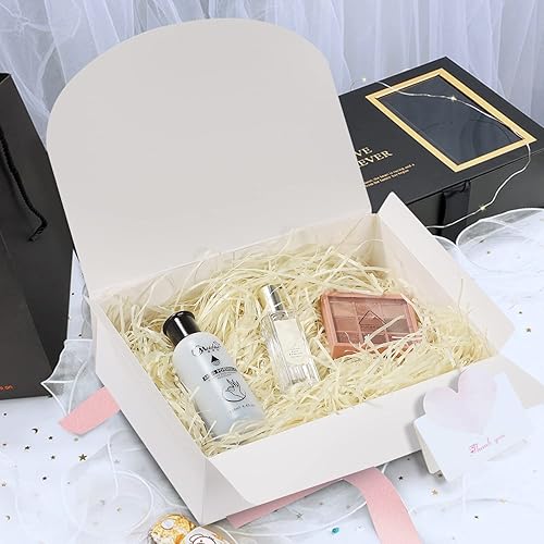 Miniatura 2 de WantGor Cajas de regalo con tapas, paquete de 10 cajas de papel kraft de 8 x 8 x 4 pulgadas para regalos, damas de honor, chocolate, cupcake,