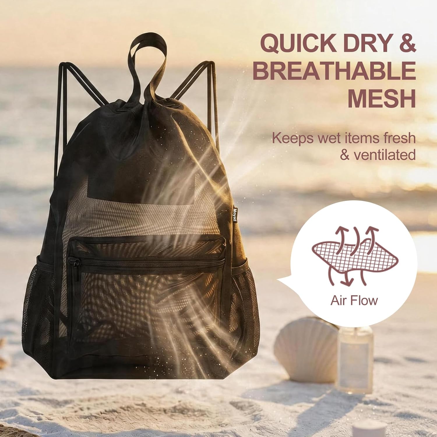 Moyad Mesh Swim Bag, Breathable Drawstring Backpack for Gym, Pool & Beach