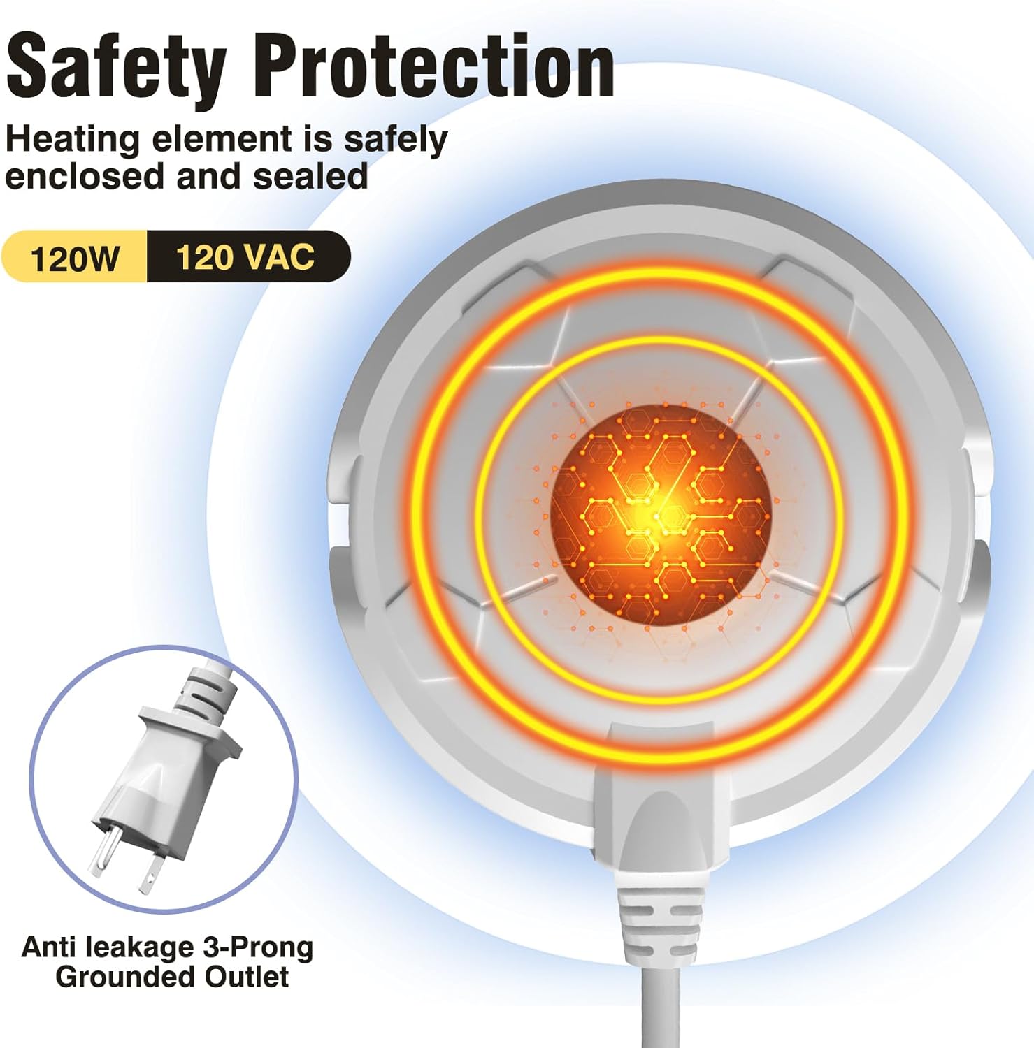 Bird Bath Heater for Outdoors in Winter, 120W Birdbath Heaters for Outdoor Bird Bath Deicer Pond De-icer with Thermostatically Control, Heated Bird Bath Water Heater for Bird Chicken Livestock (White)