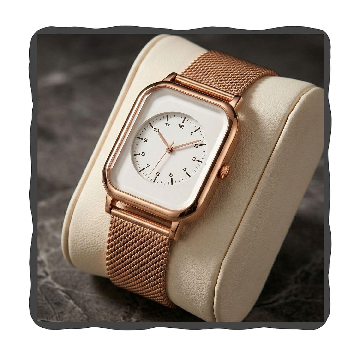 Analog Rose Gold Color Stainless Steel Mesh Strap Men's and Women's Unisex Watch-image-40
