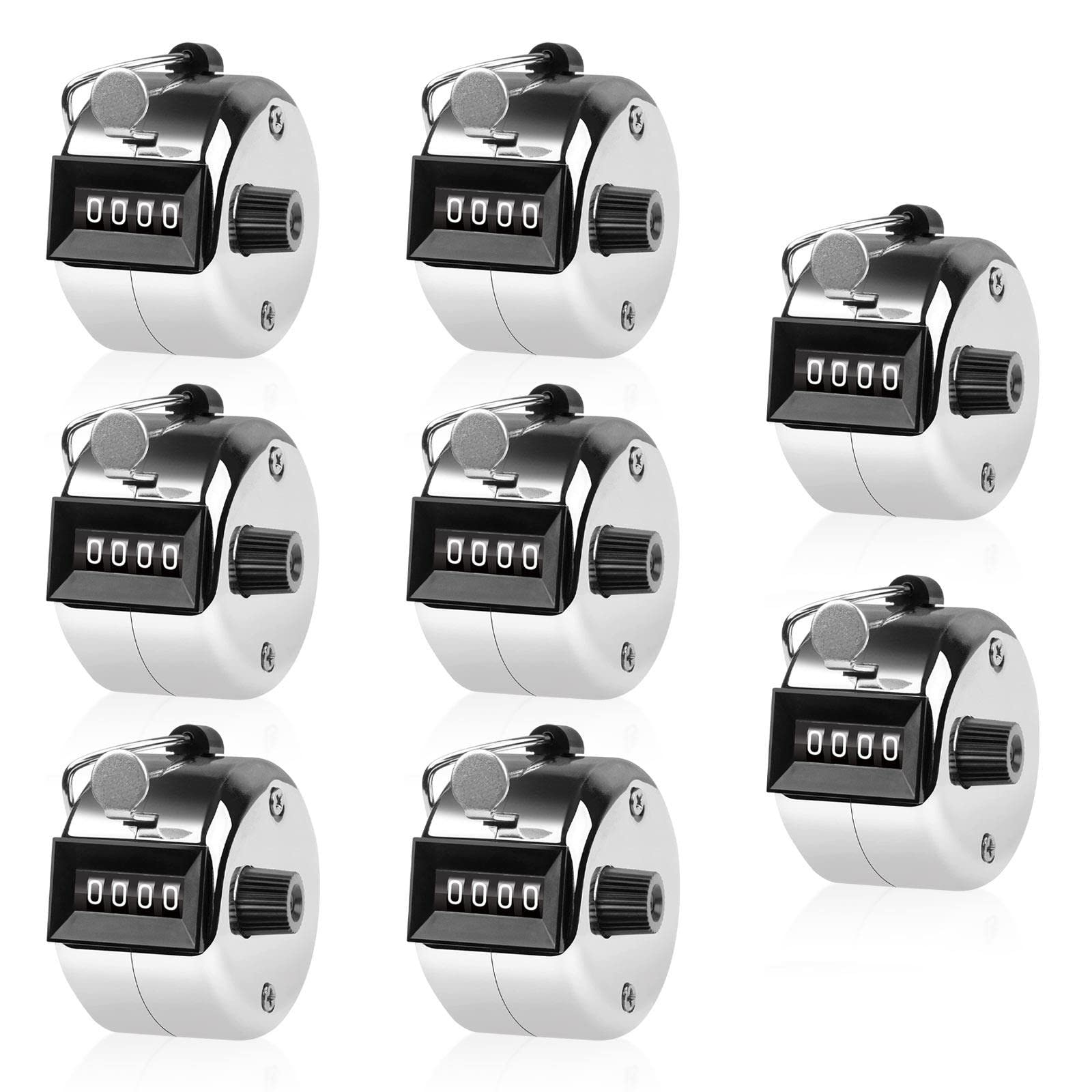 Leikurvo 8 contatori manuali: contatore in metallo, contatore a 4 cifre per contatore di persone, contatore quantità, contatore di tondo, contatore di dito, golf e serie, sport, scuola, argento