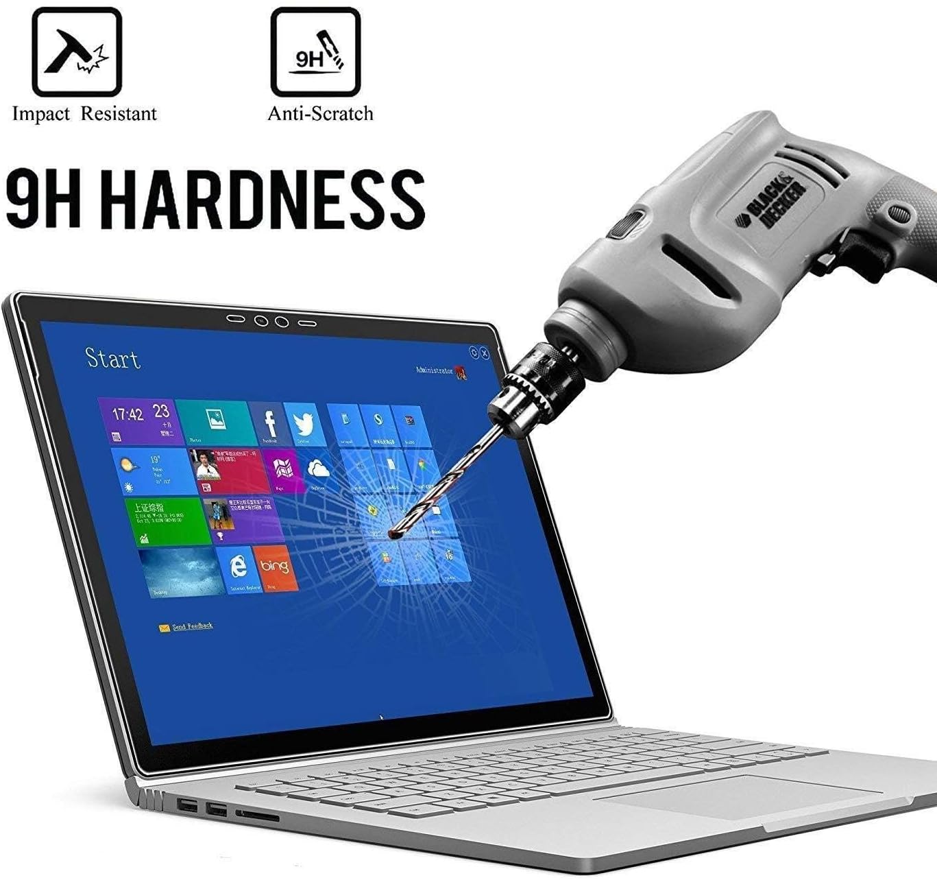 Megoo 2 Pack Tempered Glass Screen Protector for Microsoft Surface Book 1/2 13.5 Inch, 9H Scratch Resistant, High Sensitivity, Ultra Clear, Not for Surface Book 3