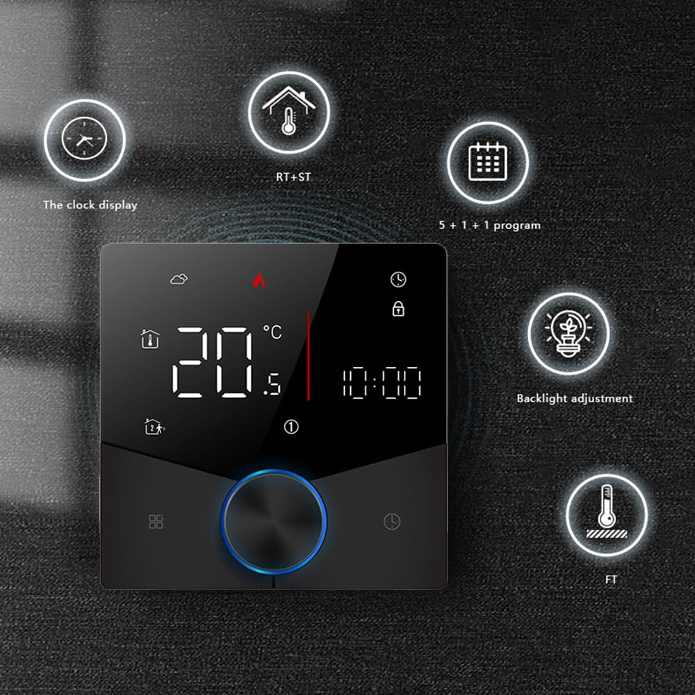 MelkiSmart Wi-Fi Thermostat, Series 009 Programmable Touch Screen Thermostat for Boiler Heating, Compatible with Alexa - Image 2