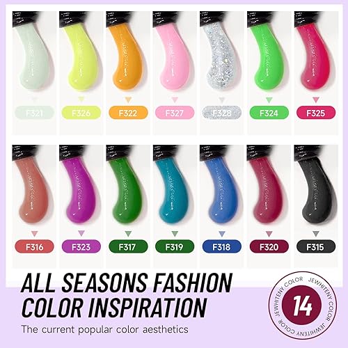 Miniatura 2 de JEWHITENY Kit de gel de extensión de uñas de poliéster de 14 colores con lámpara U V, rosa, rojo, azul, nude, constructor de gelatina, conjunto de