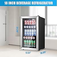 Vista 7 de Beverage Refrigerator Cooler, 120 Can Mini Fridge with Reversible Glass Door for Soda Beer, 3 Cu.Ft Drink Fridge with Digital Temperature Control &
