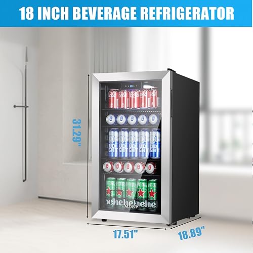 Miniatura 7 de Refrigerador de bebidas para 120 latas, enfriador de bebidas independiente o integrado con puerta de vidrio, mini refrigerador de cerveza y