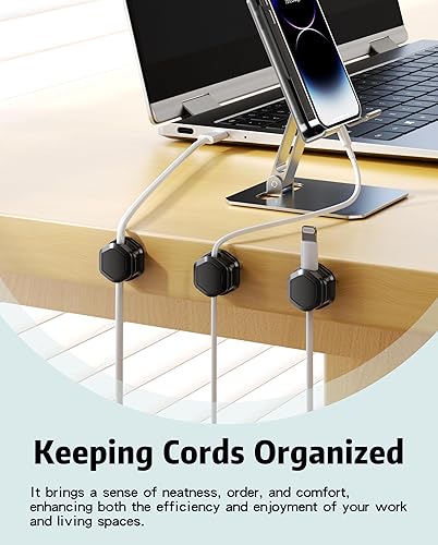 Miniatura 2 de 8 Pack de clips magnéticos para cables Organizador de cables - Soporte adhesivo para cables, Organizador de cables debajo del escritorio, soporte