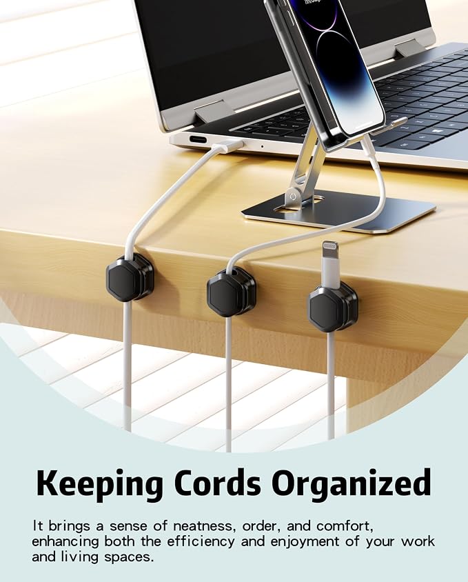8 Clips Magnéticos Organizadores de Cables Adhesivos miniatura 2