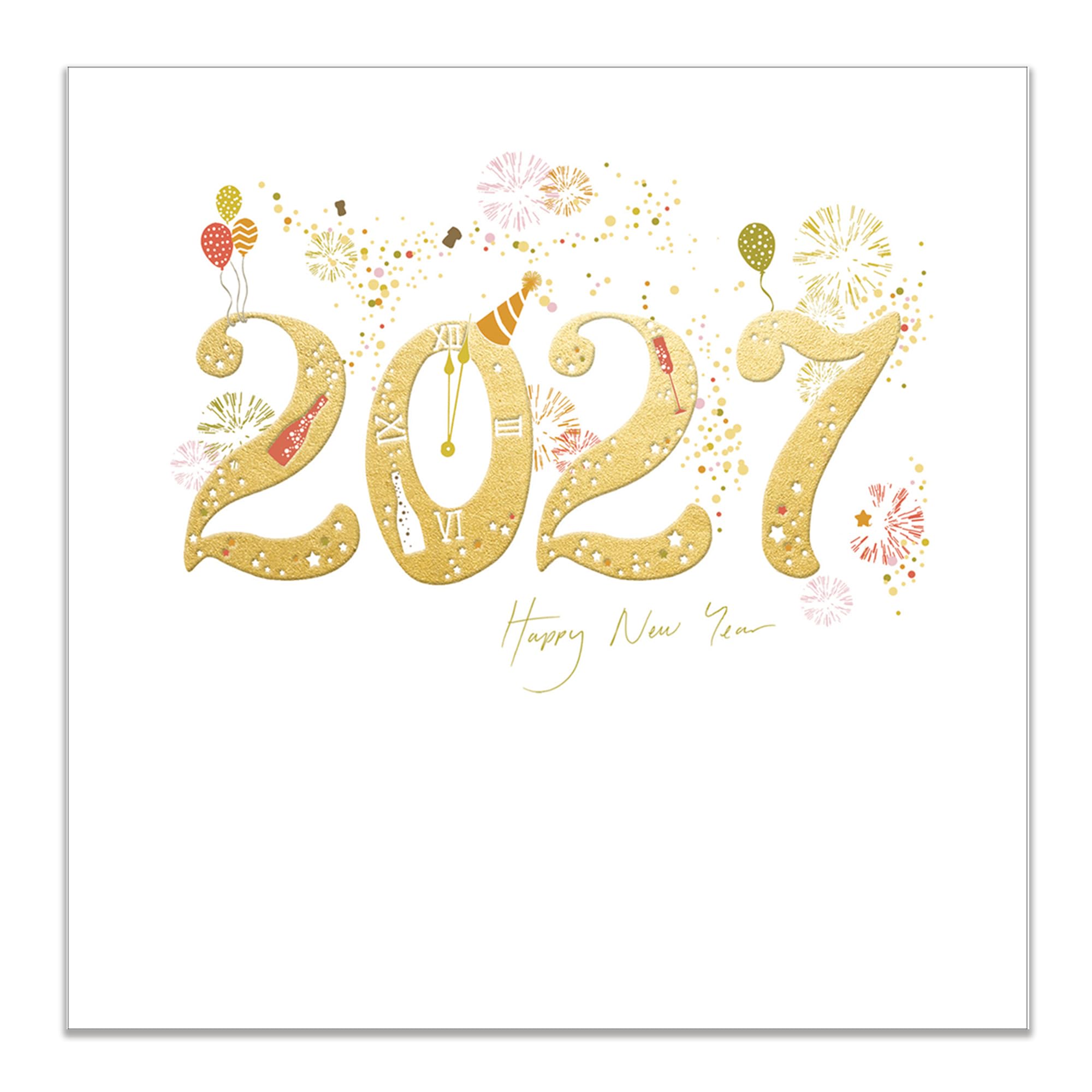 Woodmansterne 2027 Happy New Year Card, Firework Celebration Design