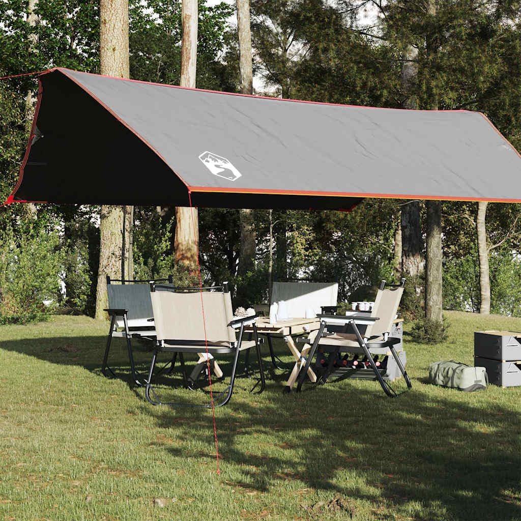 Tarp Grau und Orange 400x, wasserdichtes 210D Oxford-Gewebe mit PU-Beschichtung, Winddicht, leicht und multifunktional, ideal für Camping, Trekking, Outdoor, Schutz und Übernachtung
