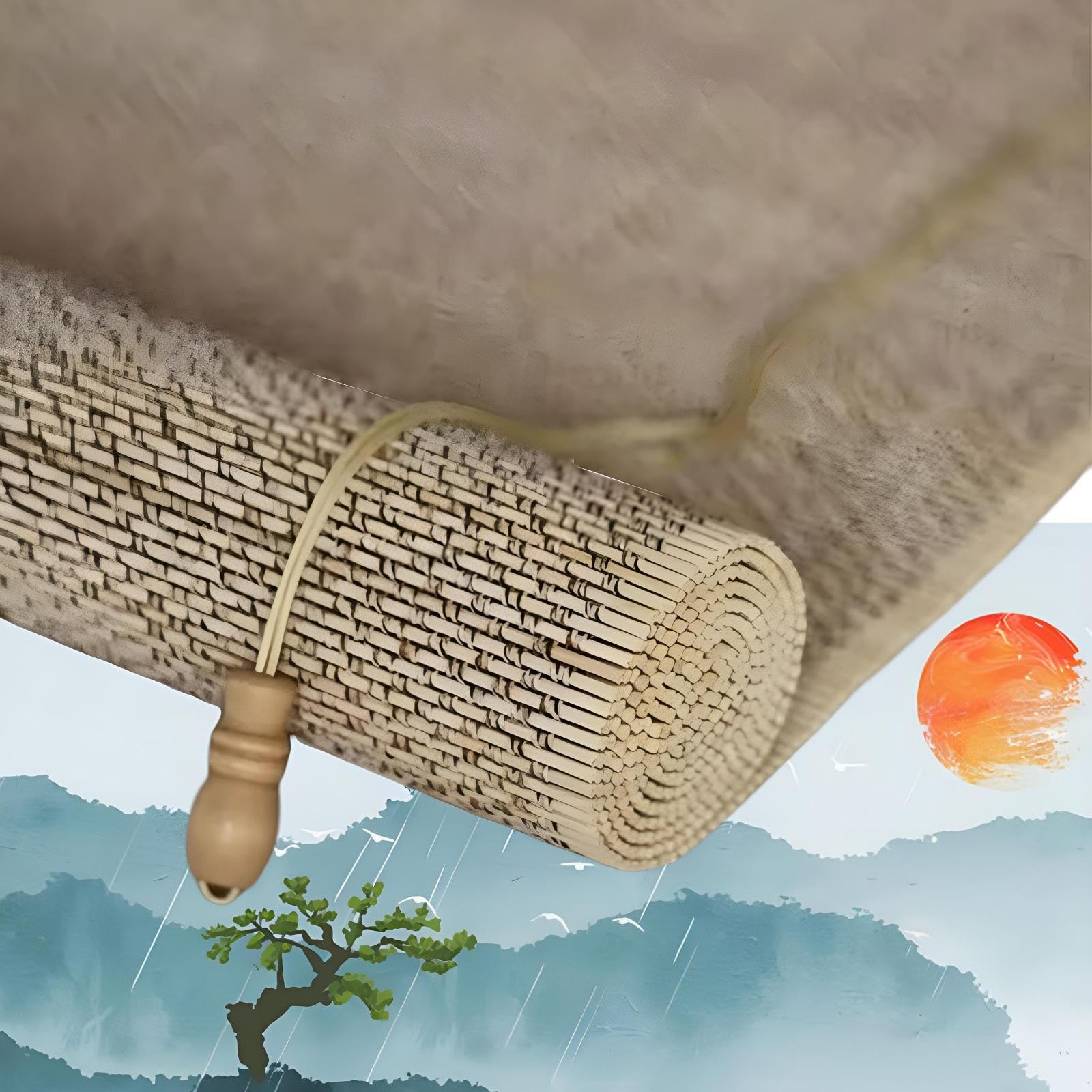 Eiauiuo Retro Bamboo Roller Blind, Roman Blinds With UV Protection & Blackout, Side Pull Roller Blind For Privacy, Sun Protection, Suitable For Doors, Windows, Living Room, Bedroom & Kitchen(40x210cm)