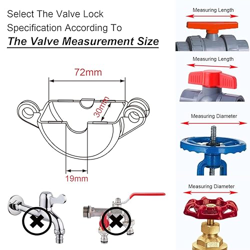 Miniatura 5 de Bloqueo de válvula de compuerta y candado de seguridad, 2 juegos, cerradura de manguera para grifo al aire libregrifo de aguatanque de propano,
